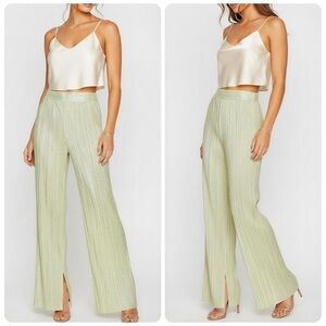 SABINA MUSAYEV York Pleated Pants, Metallic Lime, Small